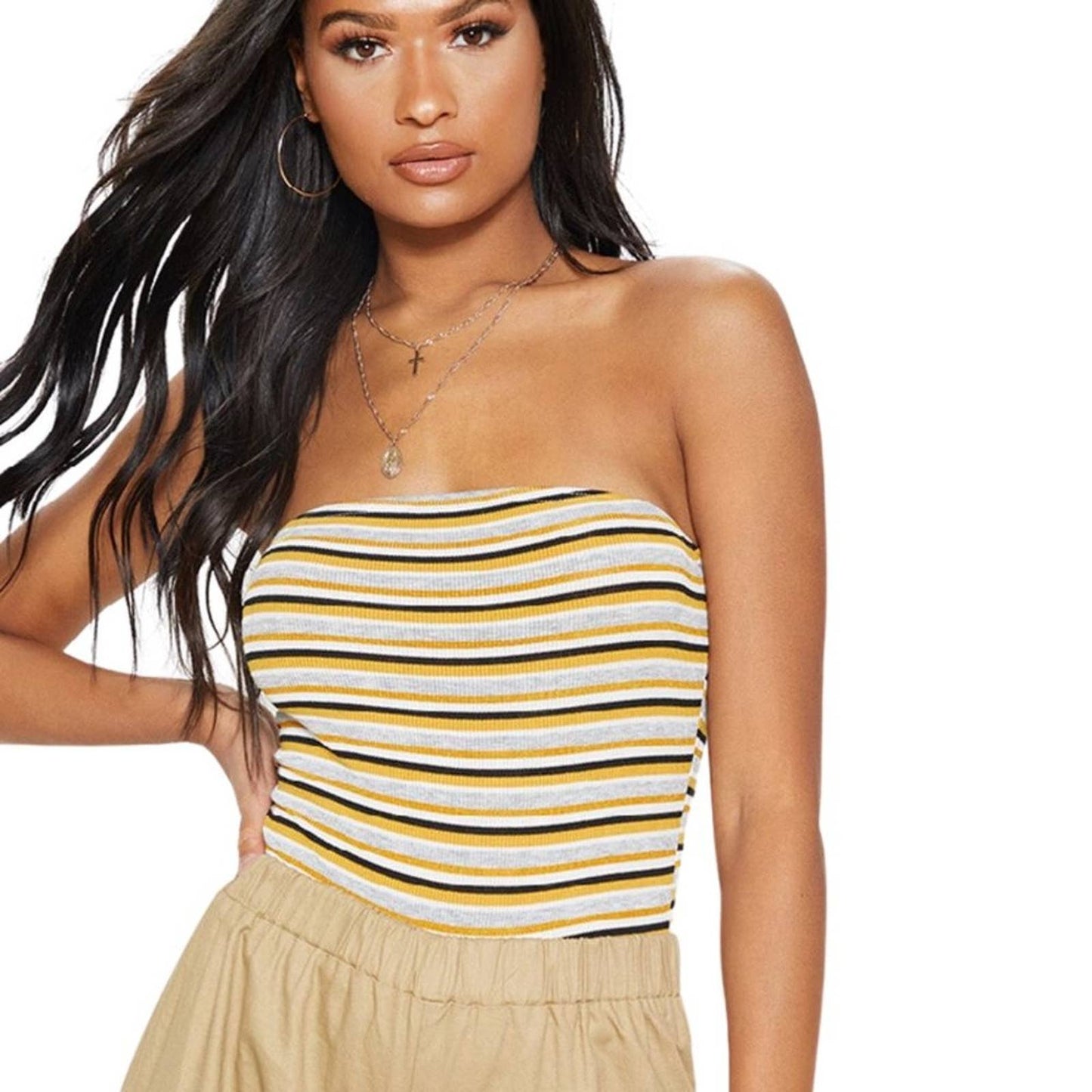 Charlotte Russe Striped Ribbed Bodysuit NWT Size Large