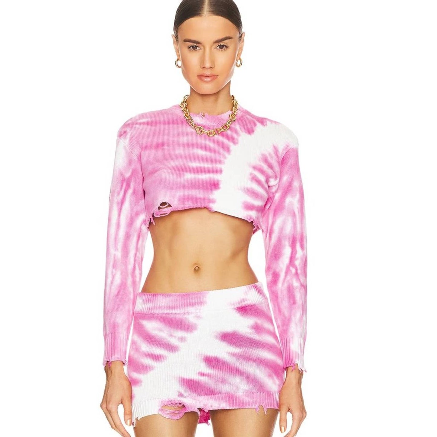 SER.O.YA Robin Tie Dye Mini Skirt in Pink Line NWT Size Small