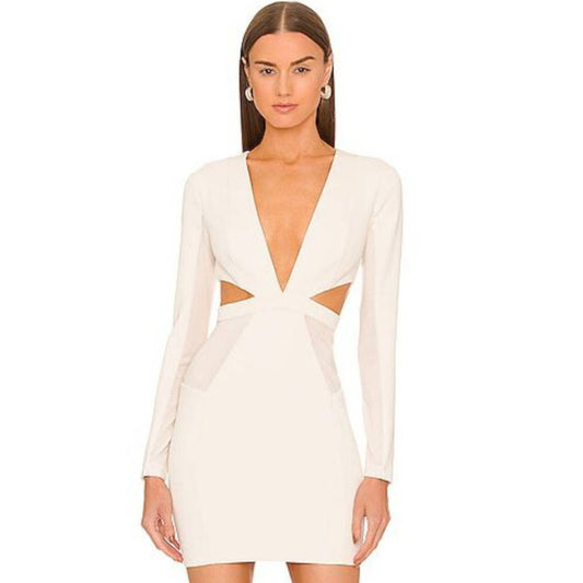 Michael Costello Elise Mini Dress in Off White NWOT Size Small