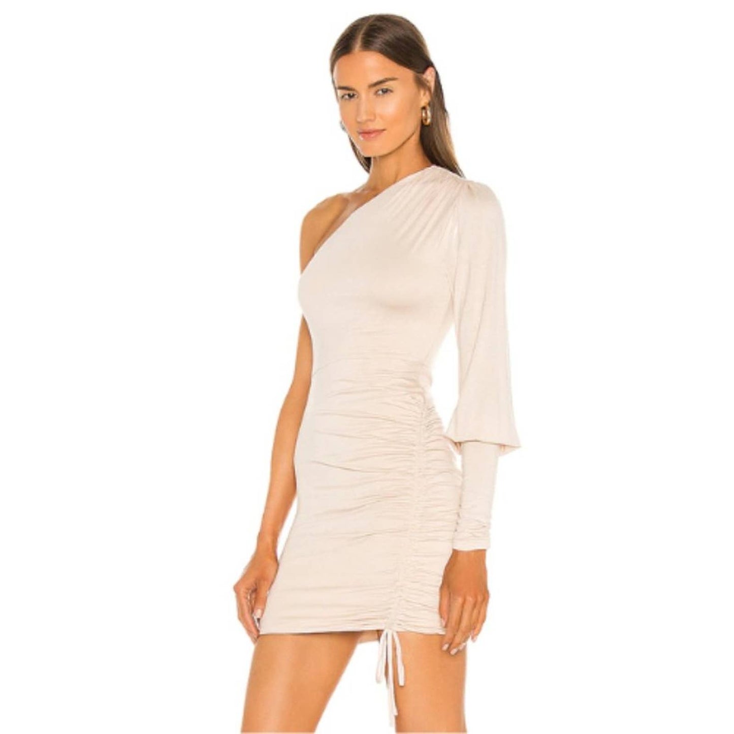 Michael Costello x REVOLVE Jada Mini Dress in Beige NWT Size Small