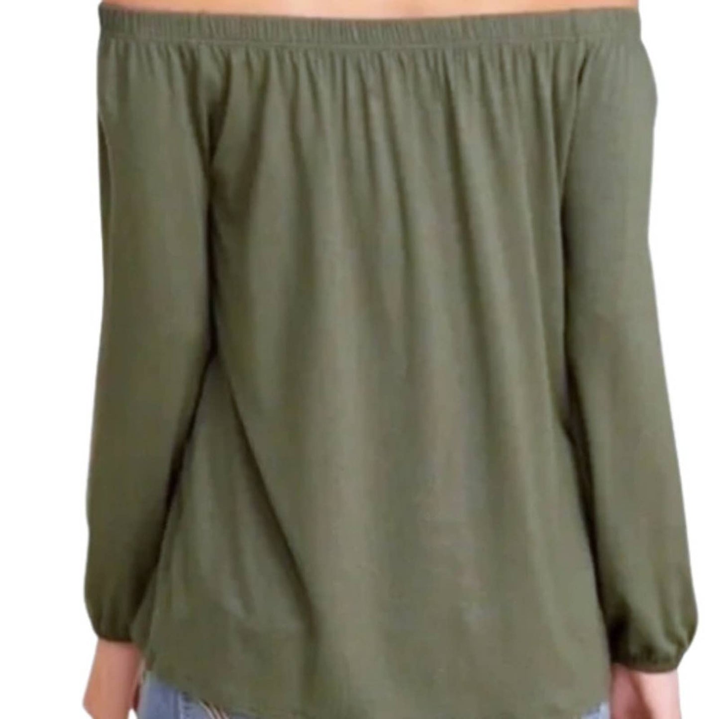 Hollister Off Shoulder Peasant Top in Olive Green Size Small