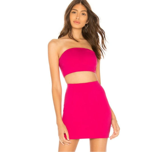 Revolve superdown Alise Bandeau Mini Set in Hot Pink NWT Size XS