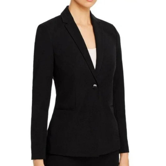 T TAHARI One-button Black Blazer Front Pockets NWT Size 8