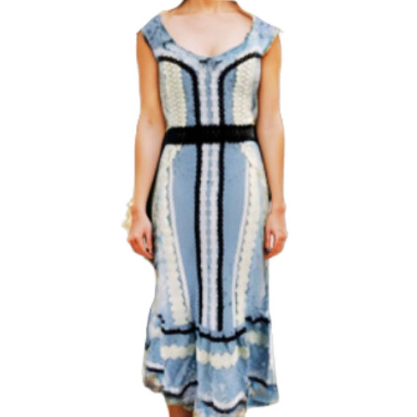Anthropologie Foxiedox Blue Lace Alice Midi Dress in Light Blue NWT Size Medium