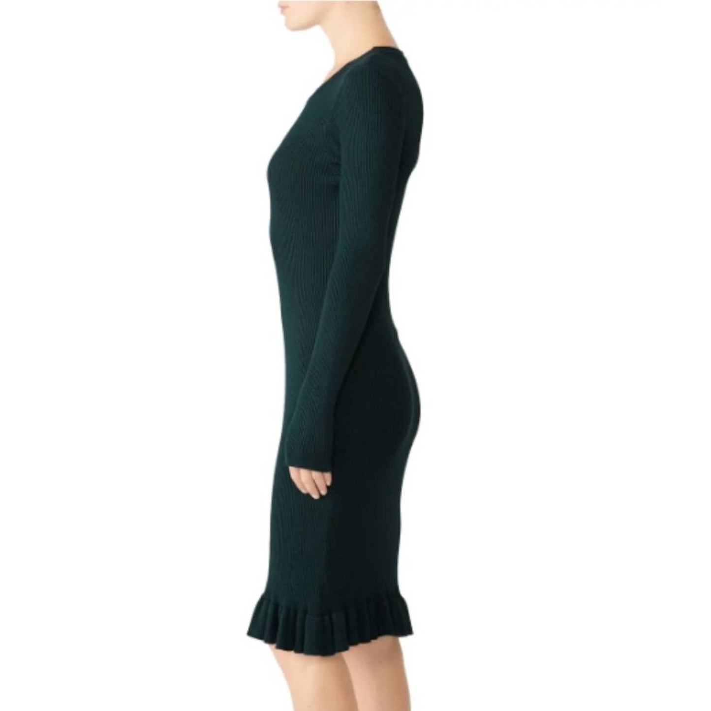 Anthropologie John + Jenn Knit Ribbed Green Sweater Dress Size Medium