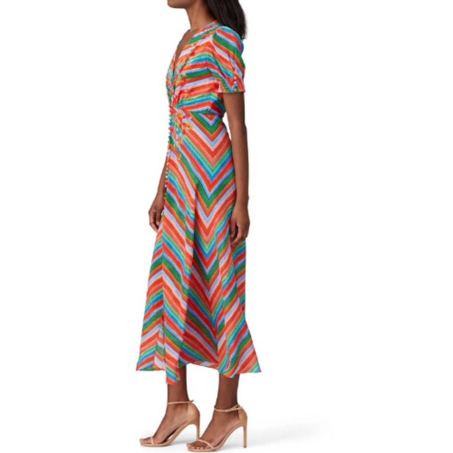 SALONI Striped Lea Midi Dress in Multi Color Size US 10