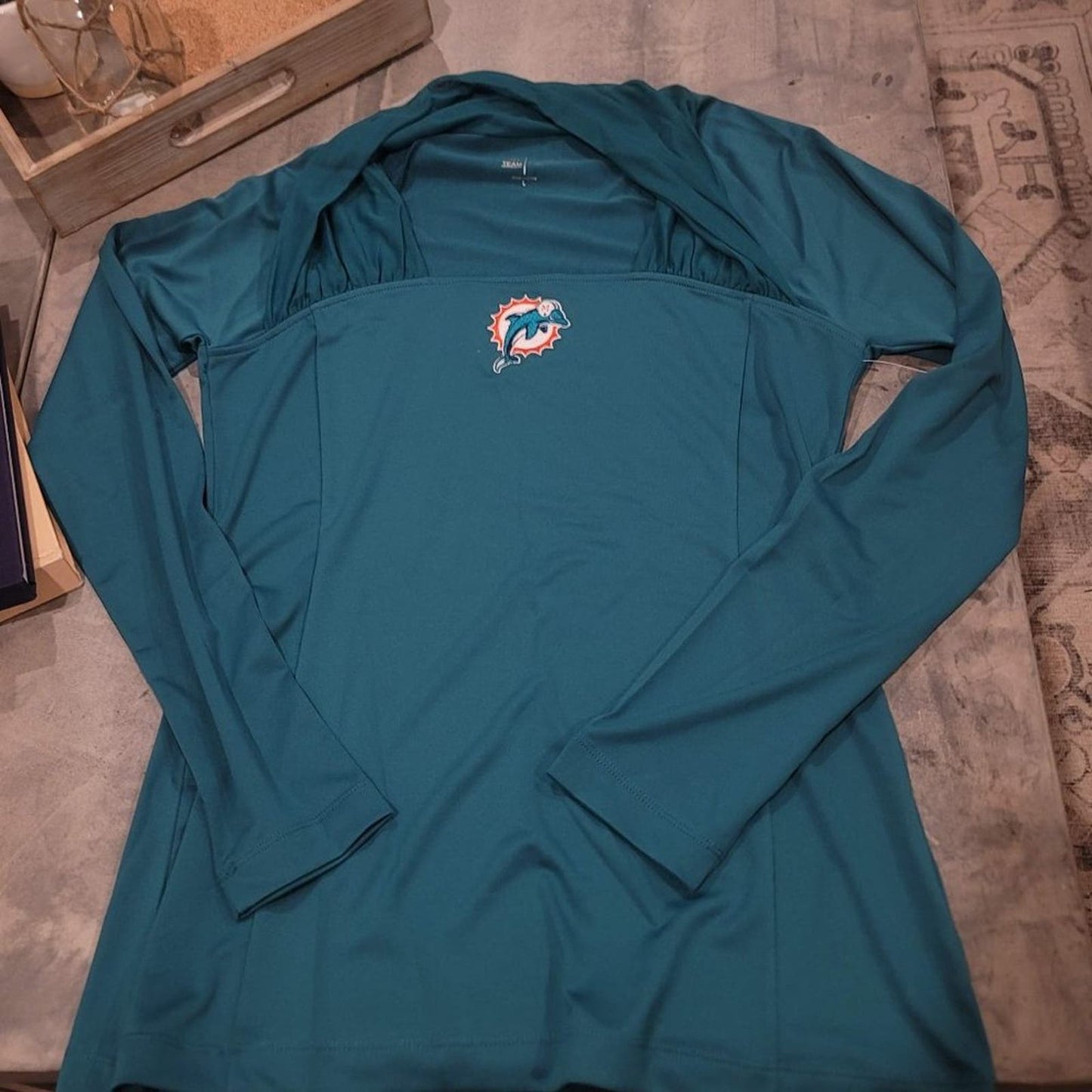 All Sport Couture Miami Dolphins  NFL Long Sleeve Shirt NWT Size Large