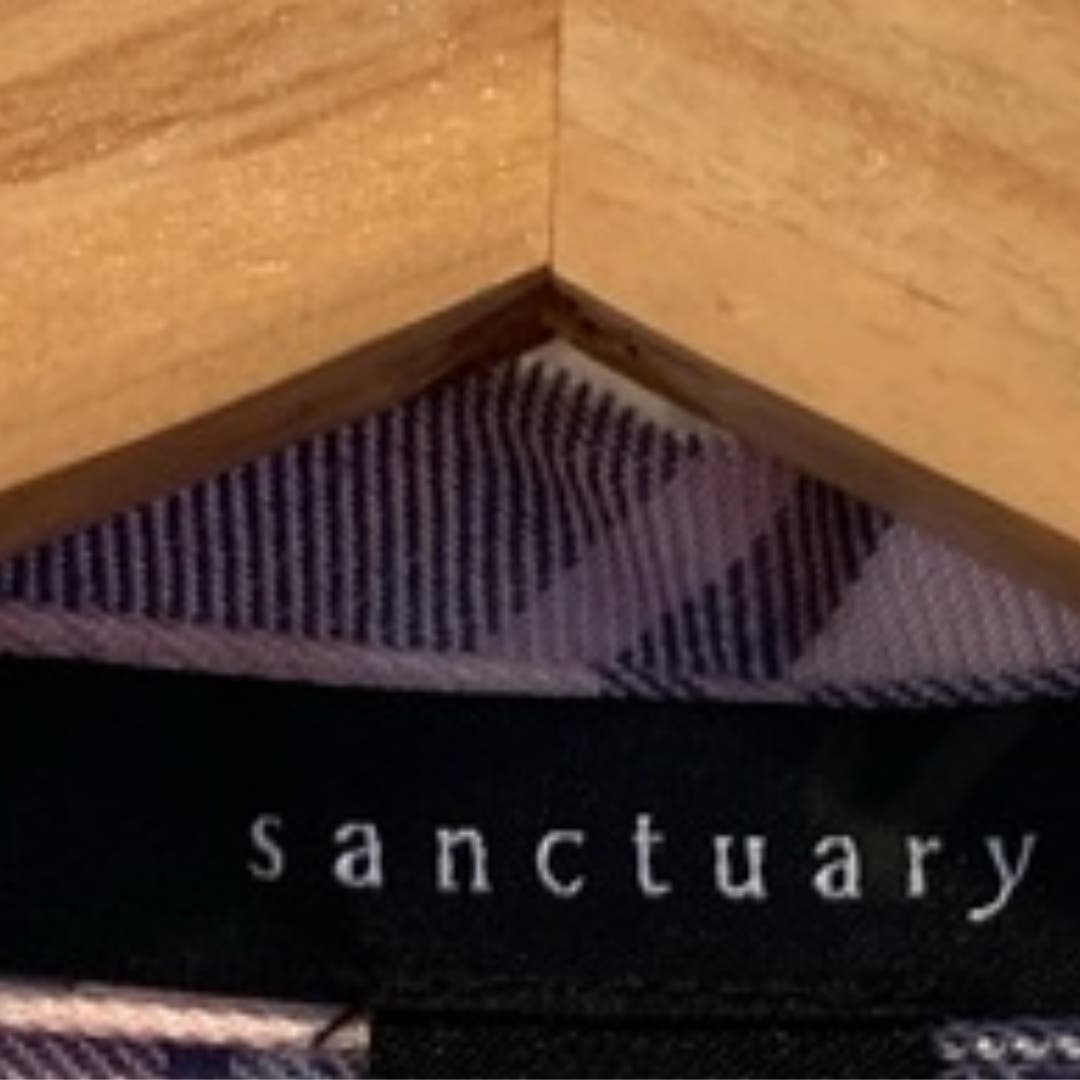 Sanctuary Boyfriend Plaid Shirt Coral & Navy NWOT Size Small