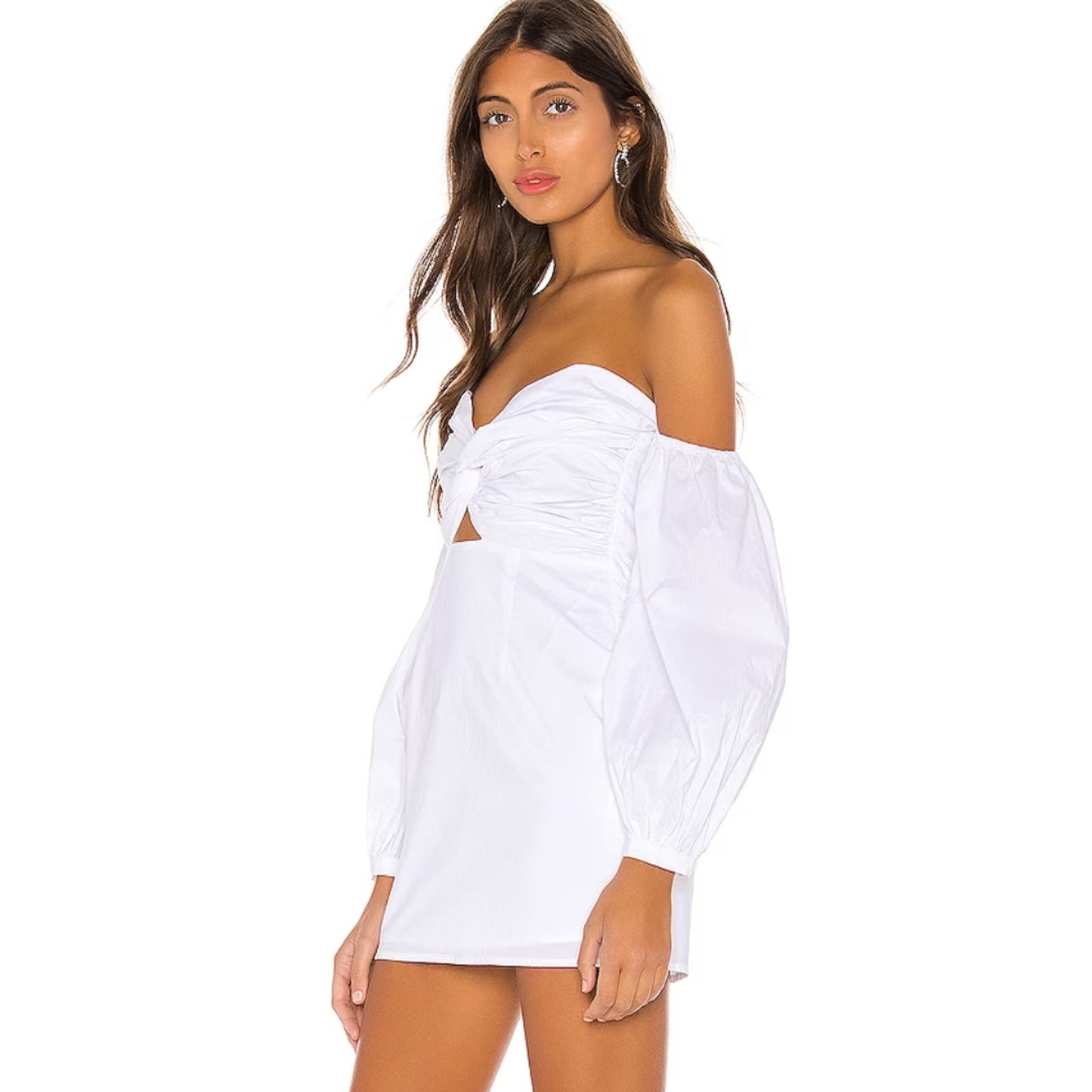 superdown Flynn Ruched Sleeve Dress in White NWT Size XS