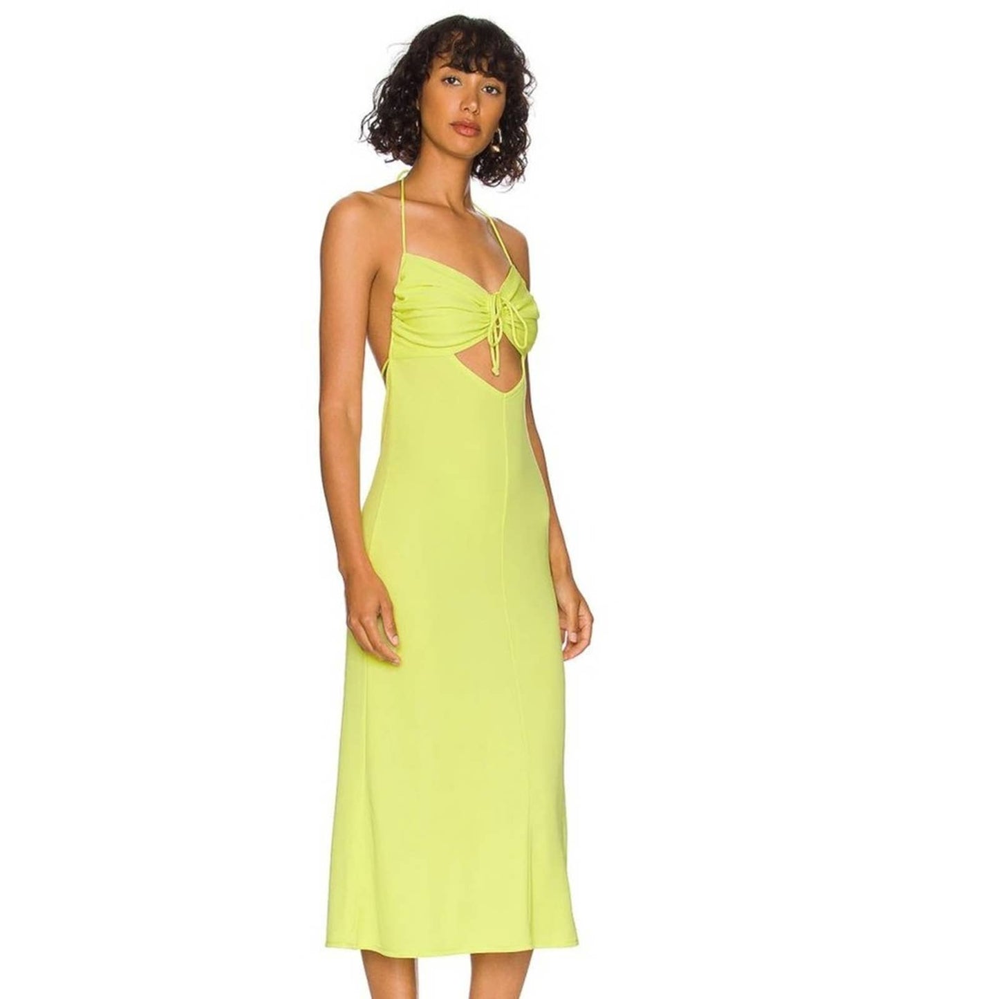 L'Academie Mira Midi Dress in Limelight NWOT Size Small