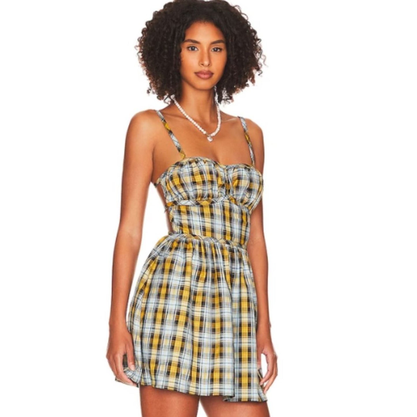 Majorelle Krysta Mini Dress in Yellow and Blue Plaid NWOT Size Small