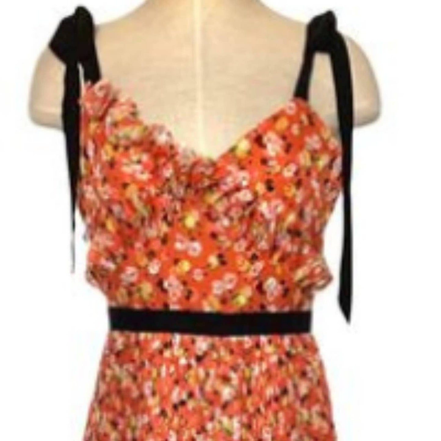 Anthropologie x FoxieDox Pleated Orange Floral Maxi Dress NWT Size Medium