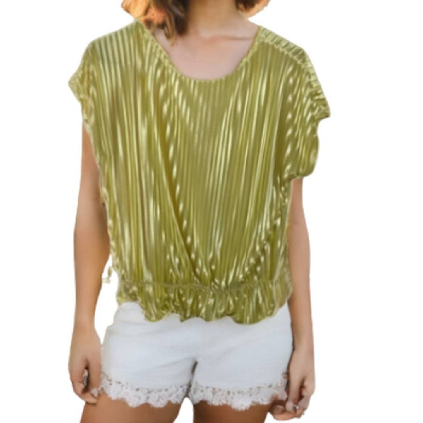 Zara Pleated Boat Neck Blouse with Peplum NWT Size Small