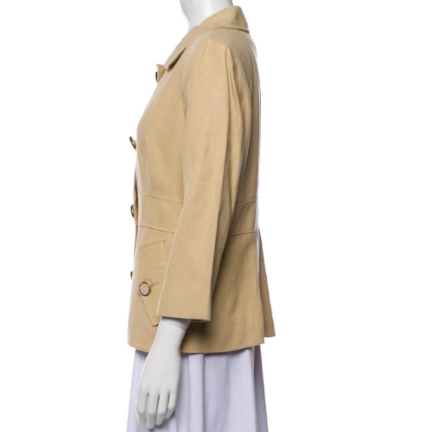 Tory Burch Large Button Classic Jacket in Tan Khaki Size 10