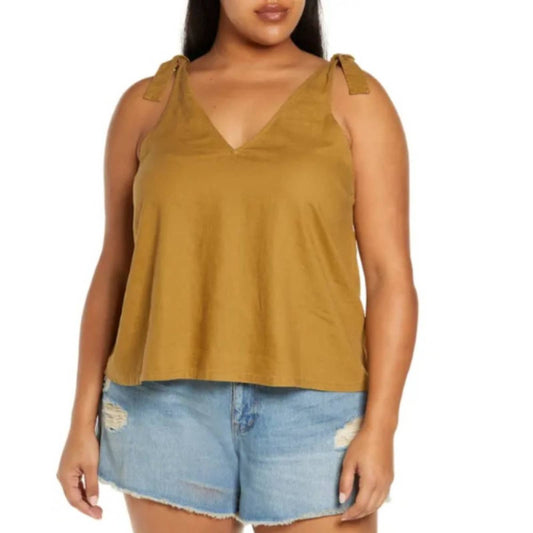 Treasure & Bond Tie Shoulder Tank in Tan Gold at Nordstrom, Size 3X