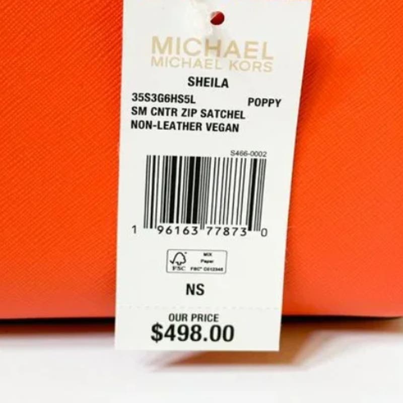 Michael Kors Sheila Poppy Leather Center Zip Satchel Bag NEW