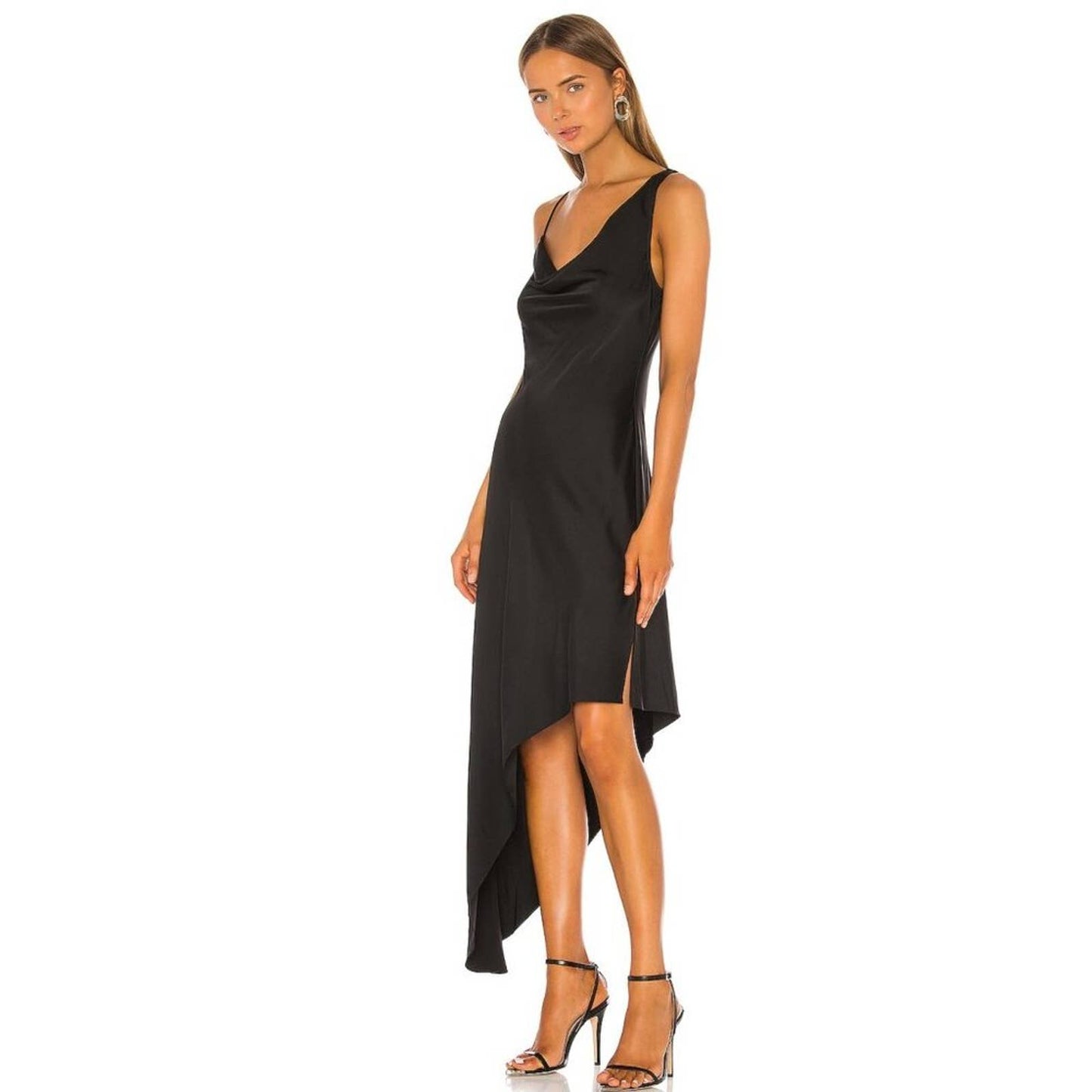 NBD Harmony Midi Dress in Black Satin NWT Size Small