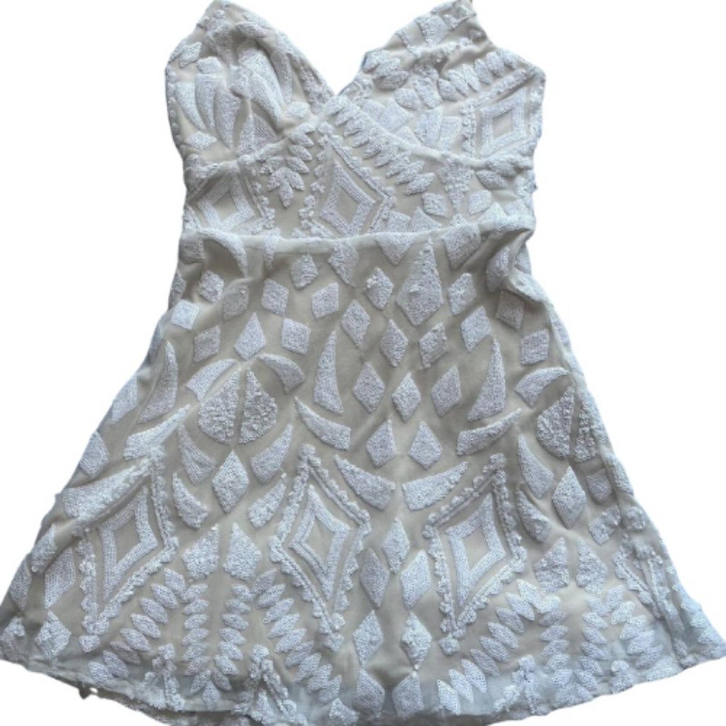 Superdown Tiff Mini Dress in Nude and White NWT Size Small