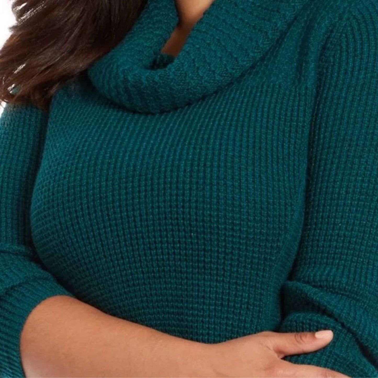 Style & Co Women's Plus Cowl Neck Sweater Hunter Green Plus Size 1X NWT