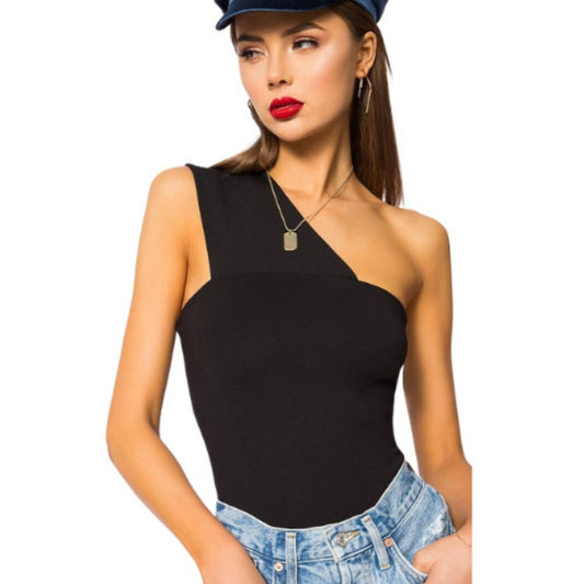 Superdown Rockie One Shoulder Bodysuit in Black NWT Size Small