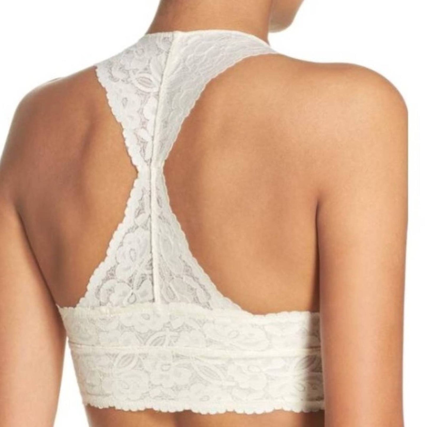 Free People Galloon Lace Racerback Bra in White NWT Brand New