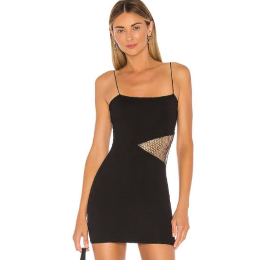 Superdown Cia Mini Dress in Black and Silver NWT Size Small