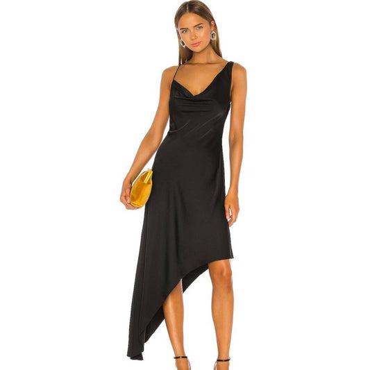 NBD Harmony Midi Dress in Black Satin NWT Size Small