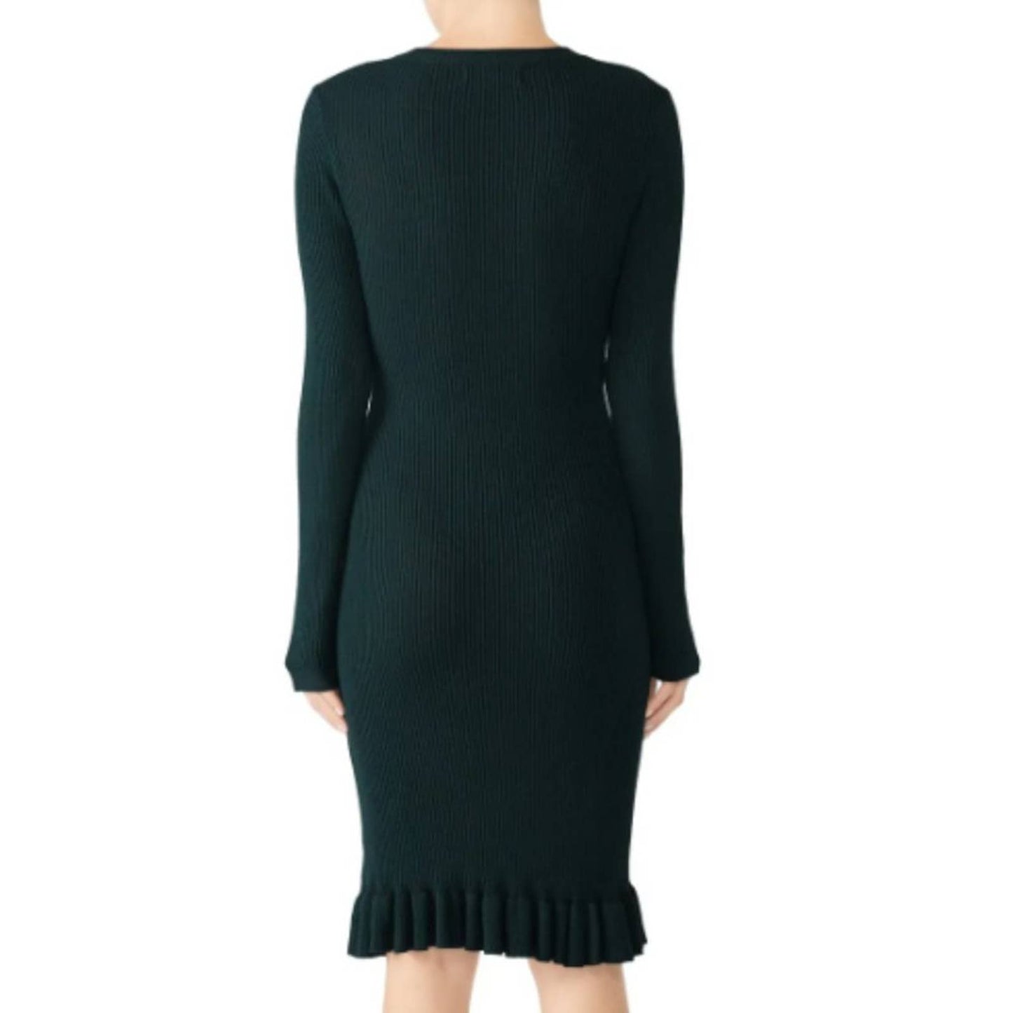 Anthropologie John + Jenn Knit Ribbed Green Sweater Dress Size Medium