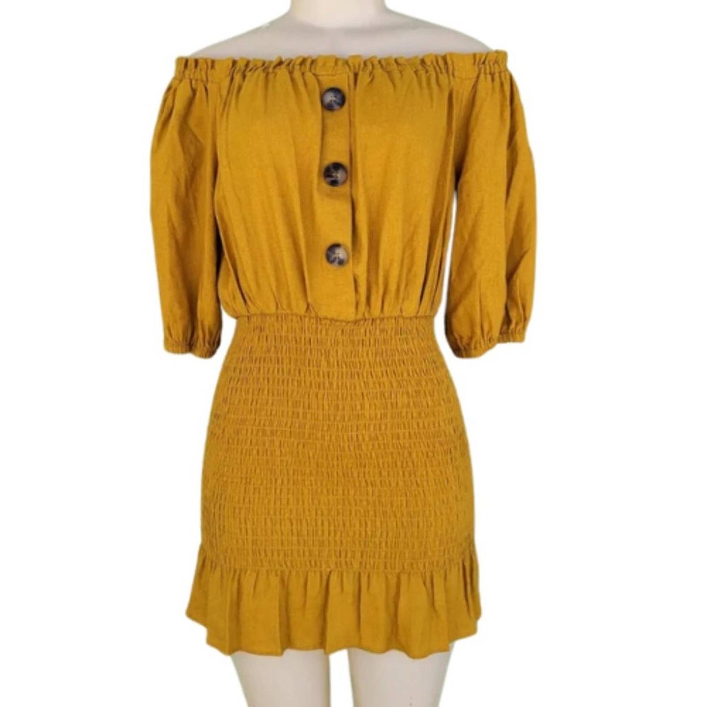 Zara Rustic Smocked Boho Mini Dress Size Small