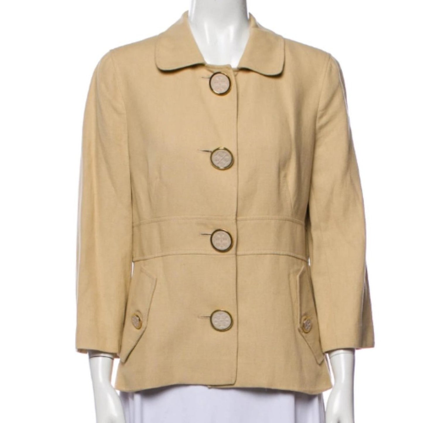 Tory Burch Large Button Classic Jacket in Tan Khaki Size 10