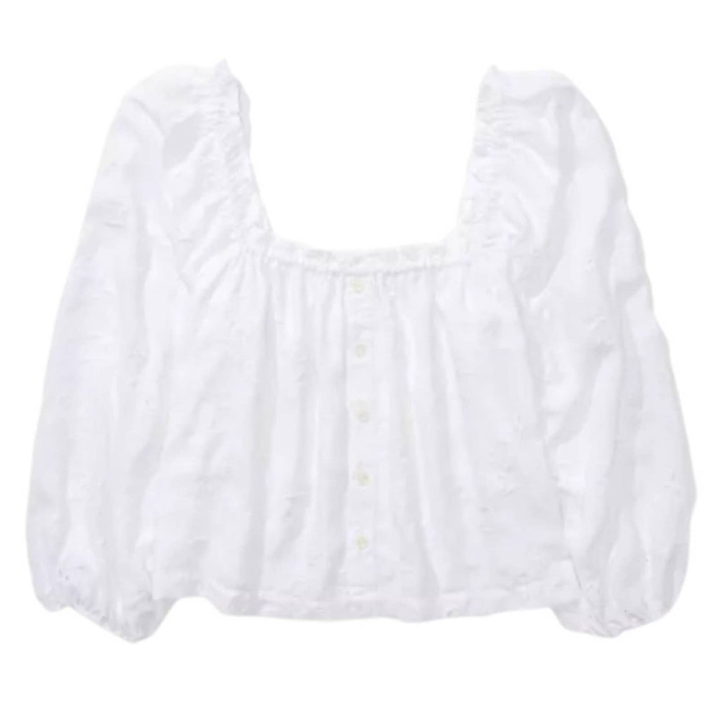 American Eagle Outfitters AE Puff Sleeve Button-up Blouse in White NWT Size Sm
