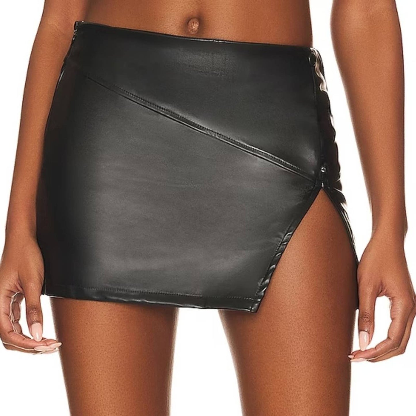 superdown Lucy Leather Mini Skirt in Black NWT Size Small