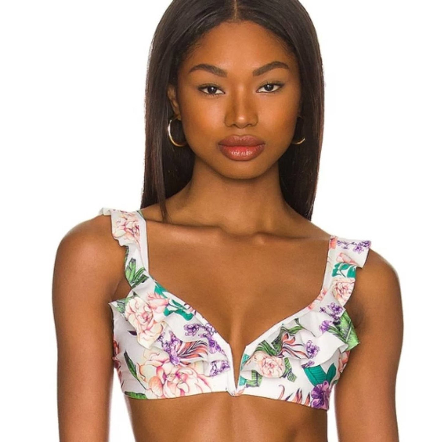 Agua Bendita x REVOLVE Malena Bikini Top in Off White NWT Size Large