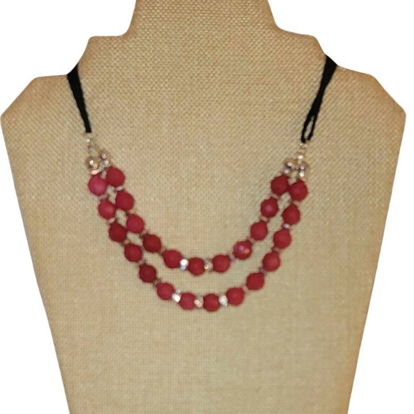 WHBM White House Black Market Double Strand Red Jade Necklace NWT