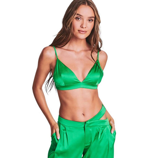 SER.O.YA Iris Silk Bralette  in Amazon Green NWT Size XL