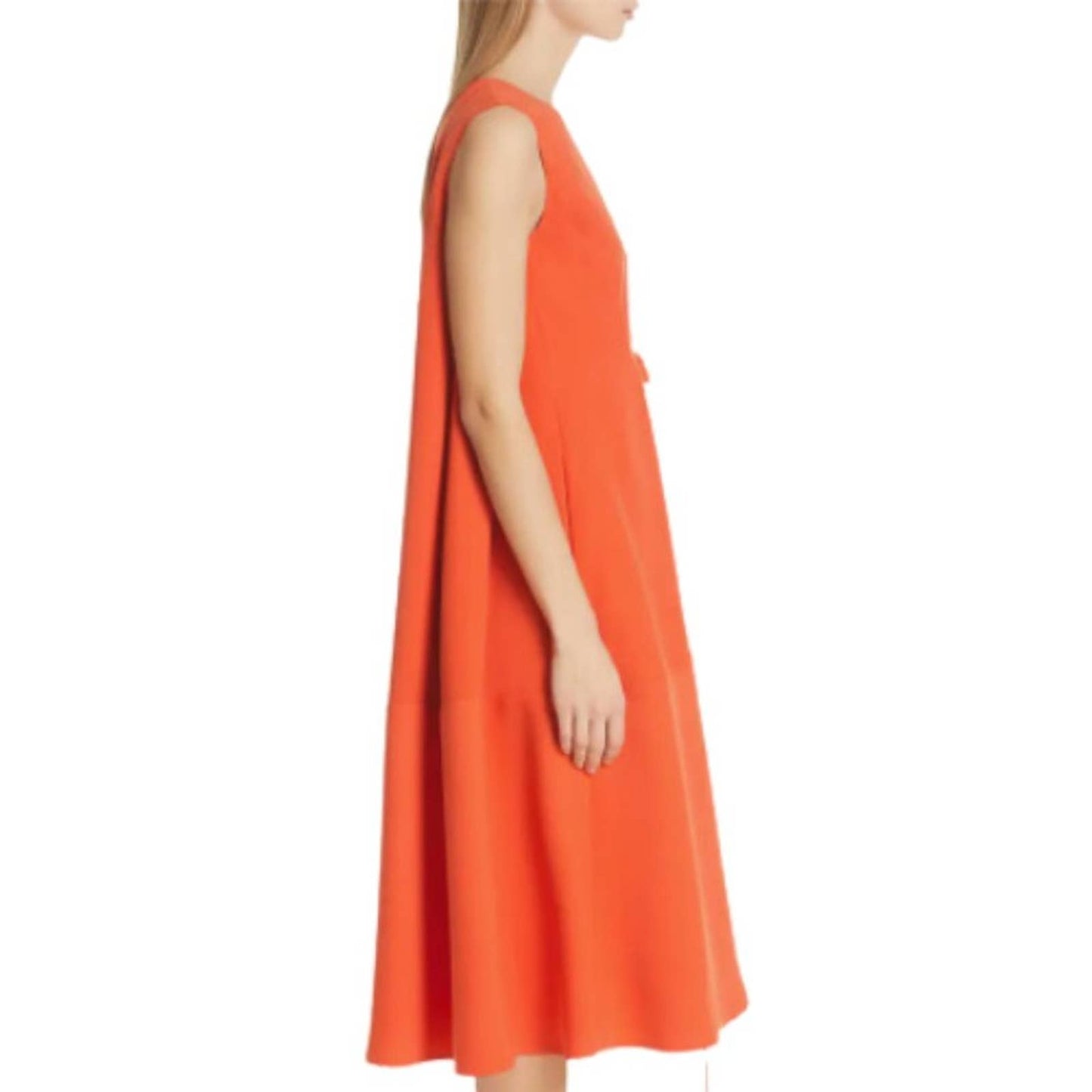 Adeam Belted Parachute Midi Dress in Orange Size 4