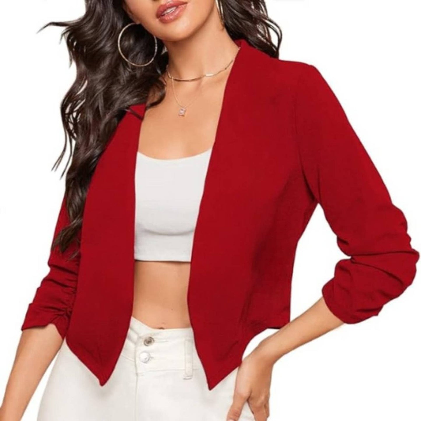 Cynthia Rowley Red Cropped No Collar Blazer EUC Size Medium