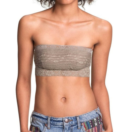 Free People Scalloped Lace Bandeau in Taupe NWT Brand New