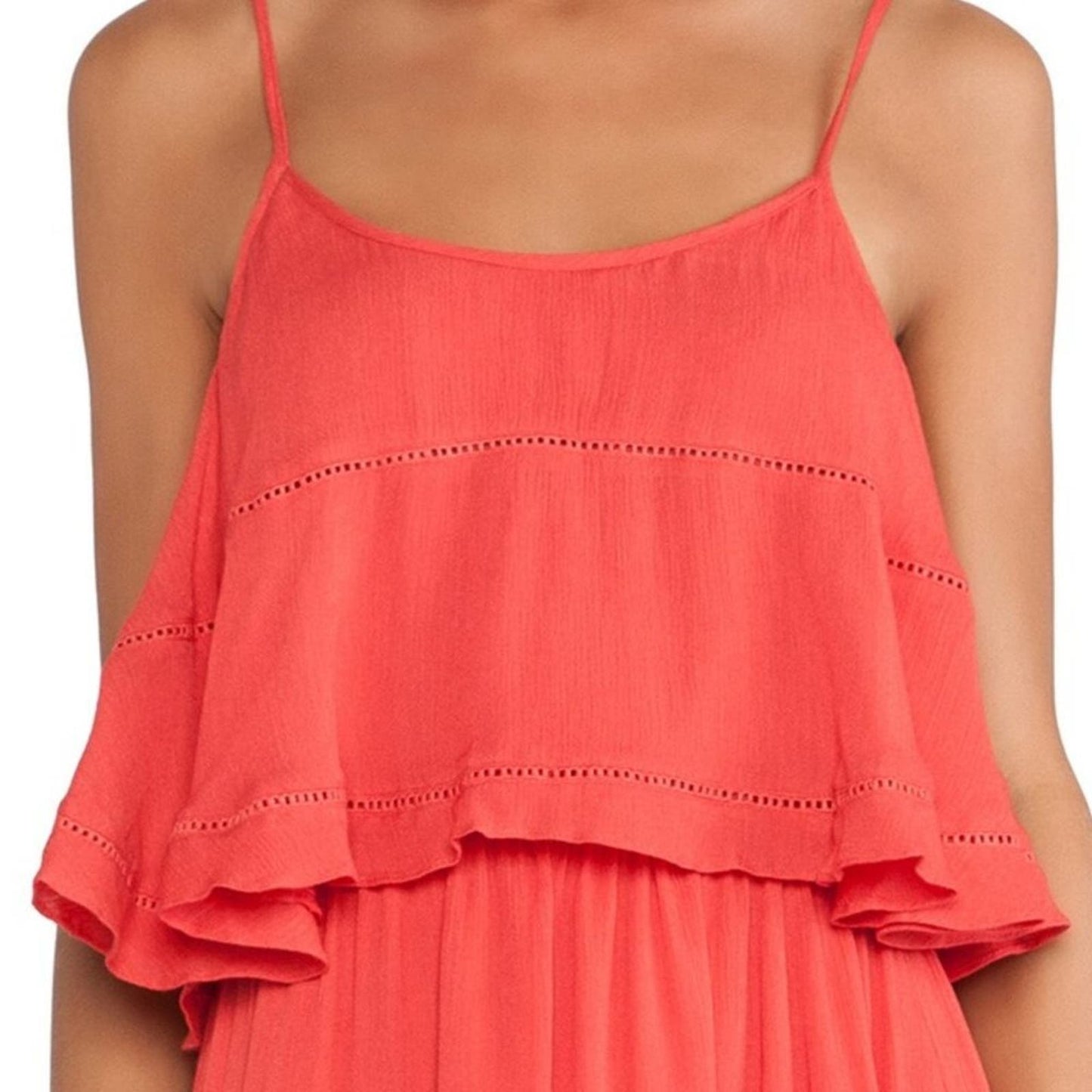 Lovers + Friends Paradise Bay Tiered Mini Dress in Coral NWT