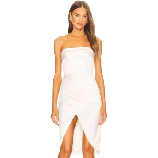 Michael Costello x REVOLVE Sara Midi Dress in Off White NWT Size Small