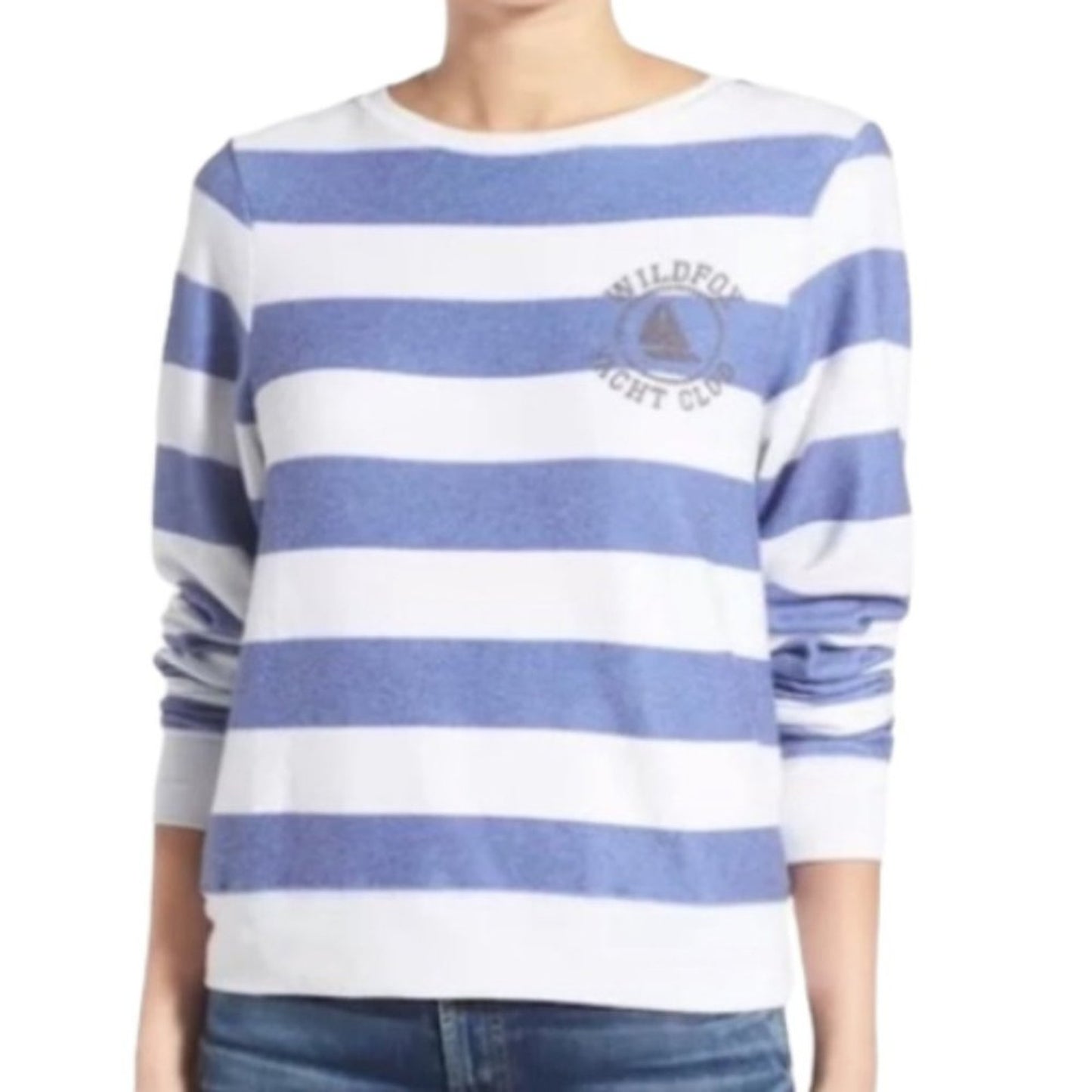 Wildfox Yacht Club Striped Sweater Blue & White EUC Size Small