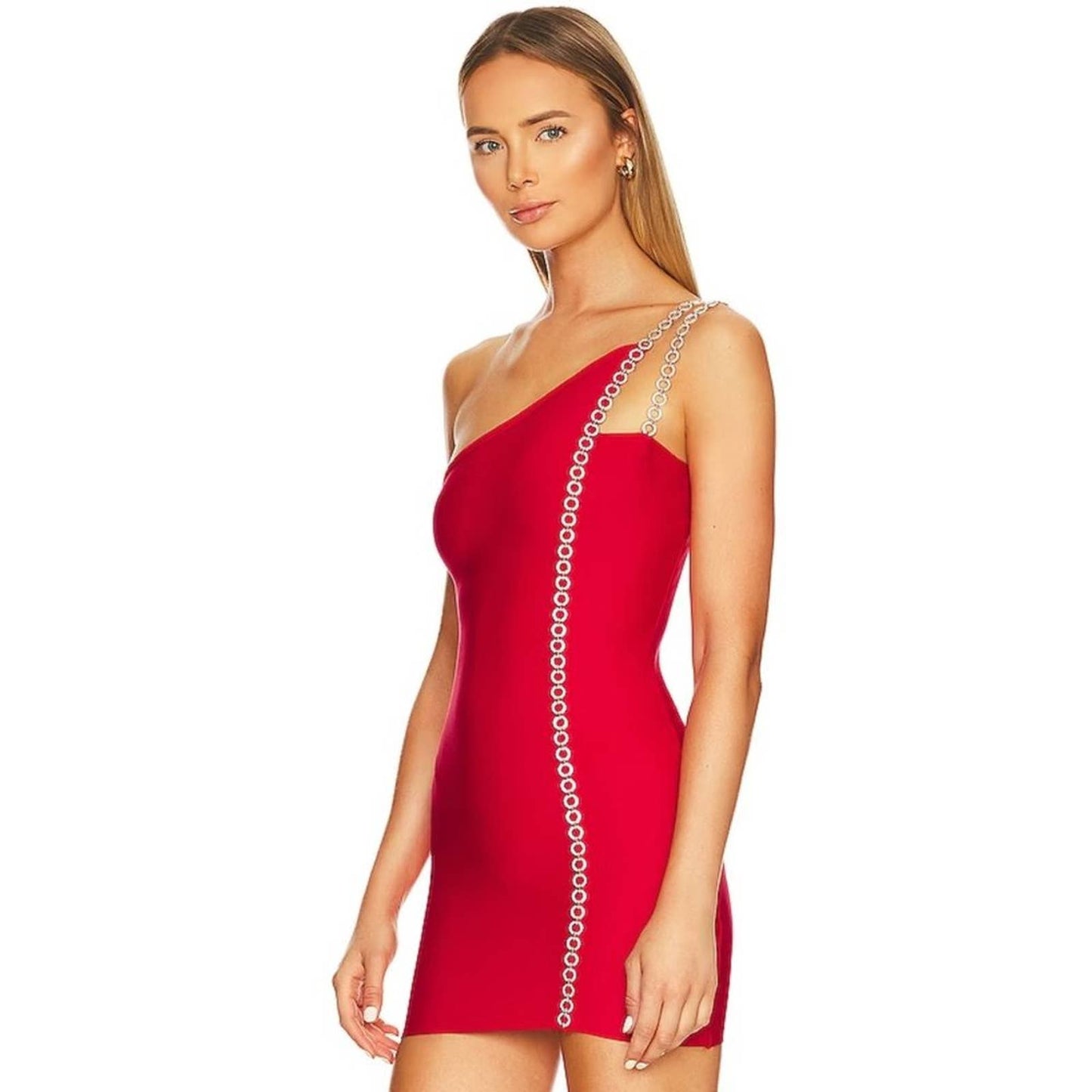 h:ours Alisha One Shoulder Dress in Red NWT Size Small
