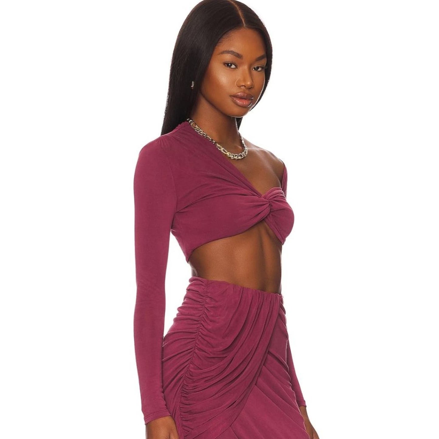 Camila Coelho Liby Crop Top in Berry Mauve NWOT Size Small