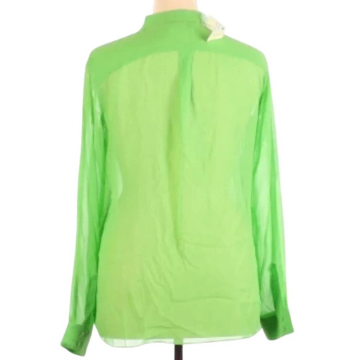 Erin Fetherston Long Sleeve Neon Green Silk Button Down Blouse NWT XL