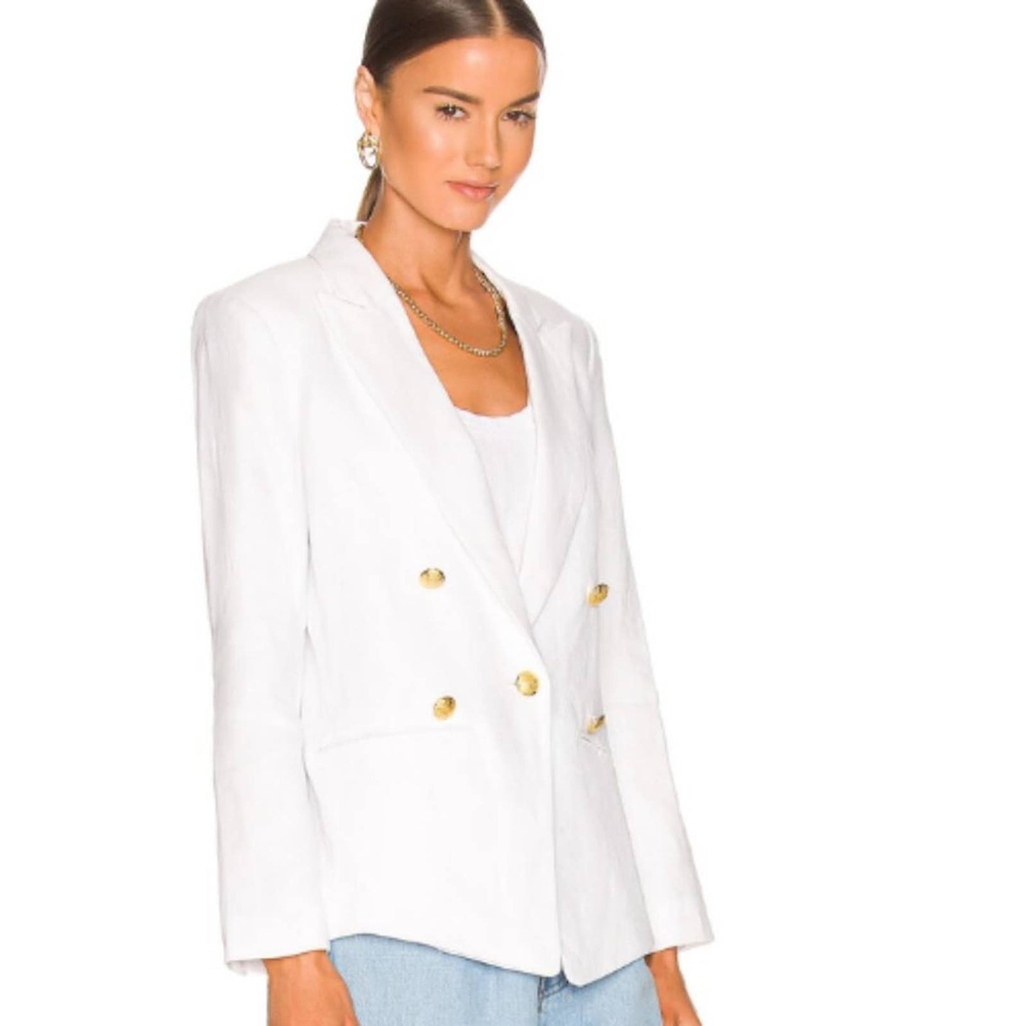 Central Park West Frankie Double Breasted Blazer in White NWT Size Medium