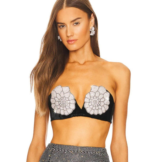 Santa Brands x REVOLVE Diamond Bra Top in Silver NWT Size XS/S Sold out …