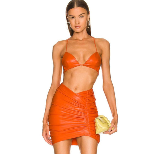 Michael Costello x REVOLVE Torin Mini Skirt in Orange NWOT Size XXS