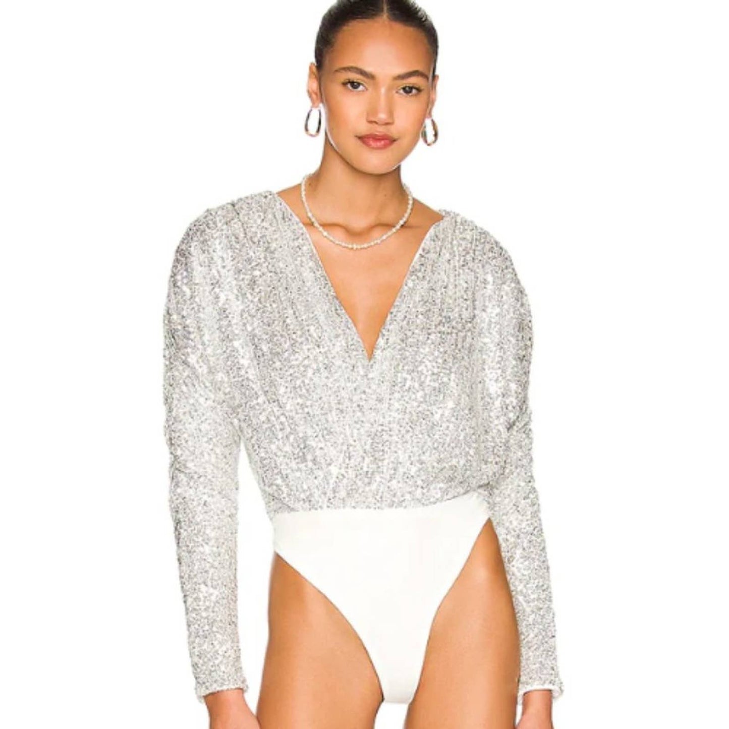 Lovers and Friends Ginger Bodysuit in Silver NWT Size XS