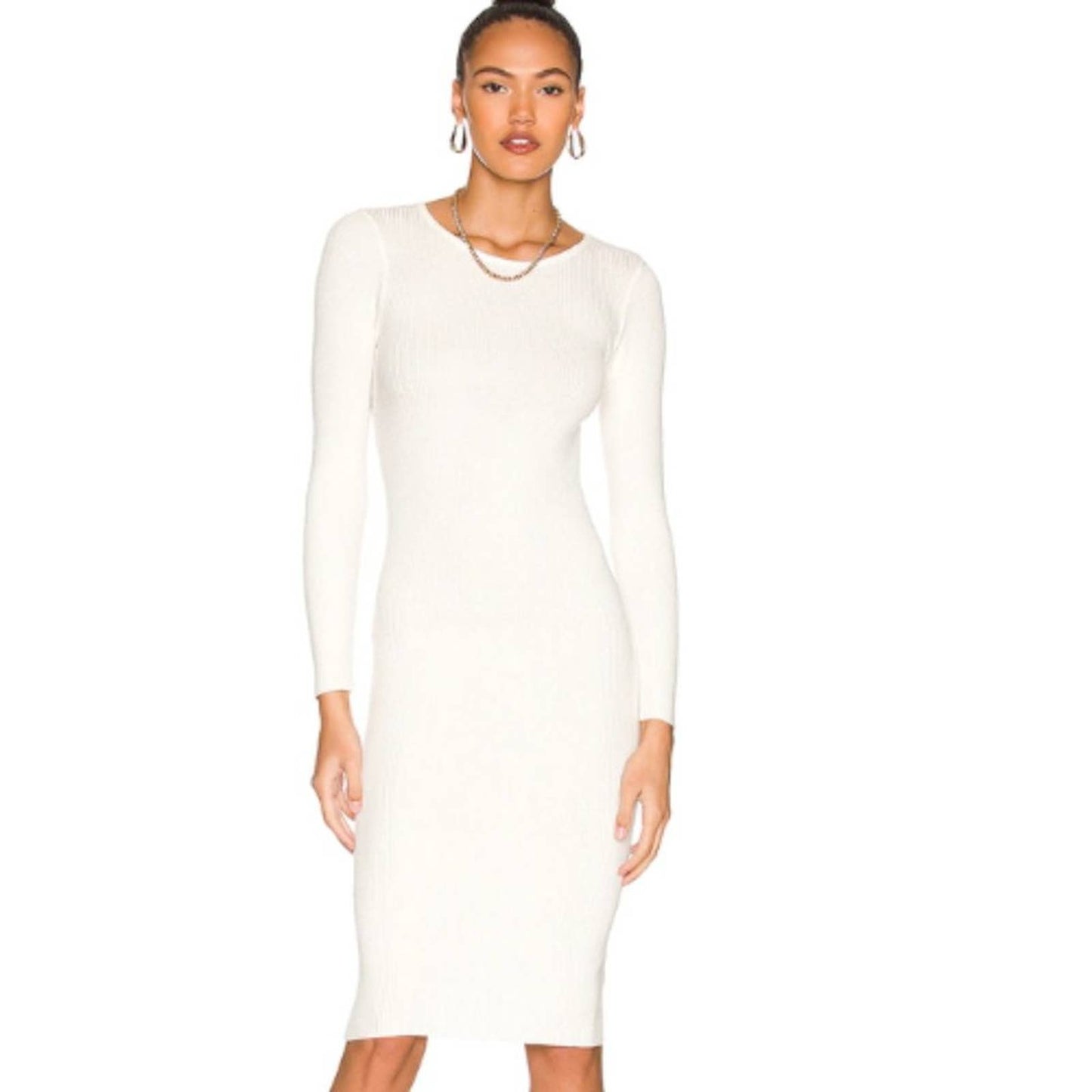 ALL THE WAYS Makena Midi Dress in White NWT Size Small