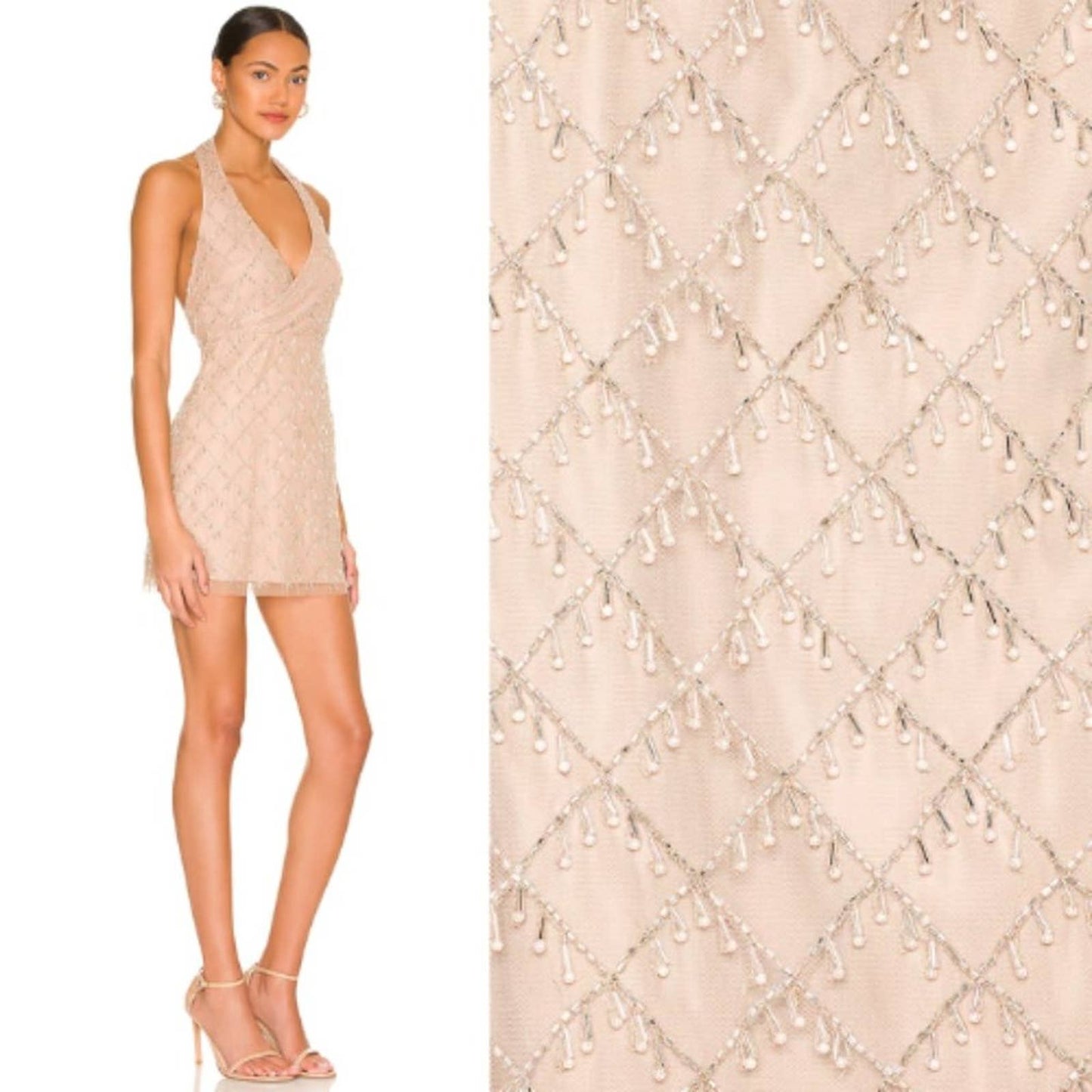 NBD Jerry Embellished Mini Dress in Nude NWT Size Small
